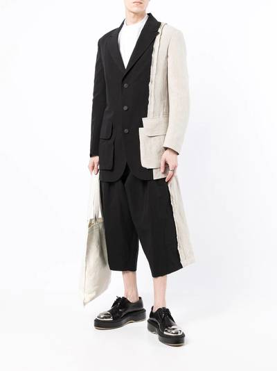 Yohji Yamamoto cropped contrast-panel tailored trousers outlook