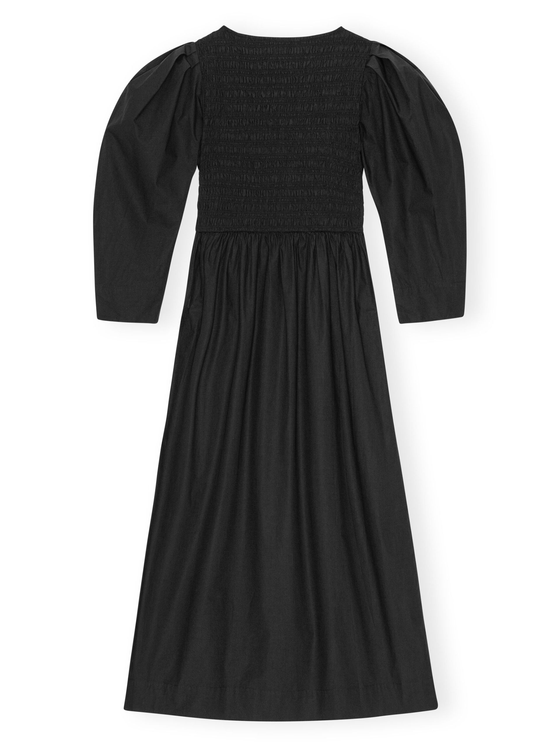 Black Puff-Sleeve Midi Dress - 6