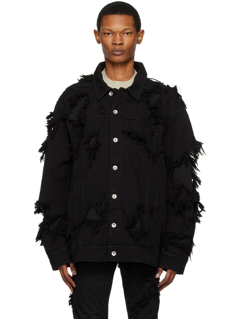 Black Jumbo Denim Jacket - 1