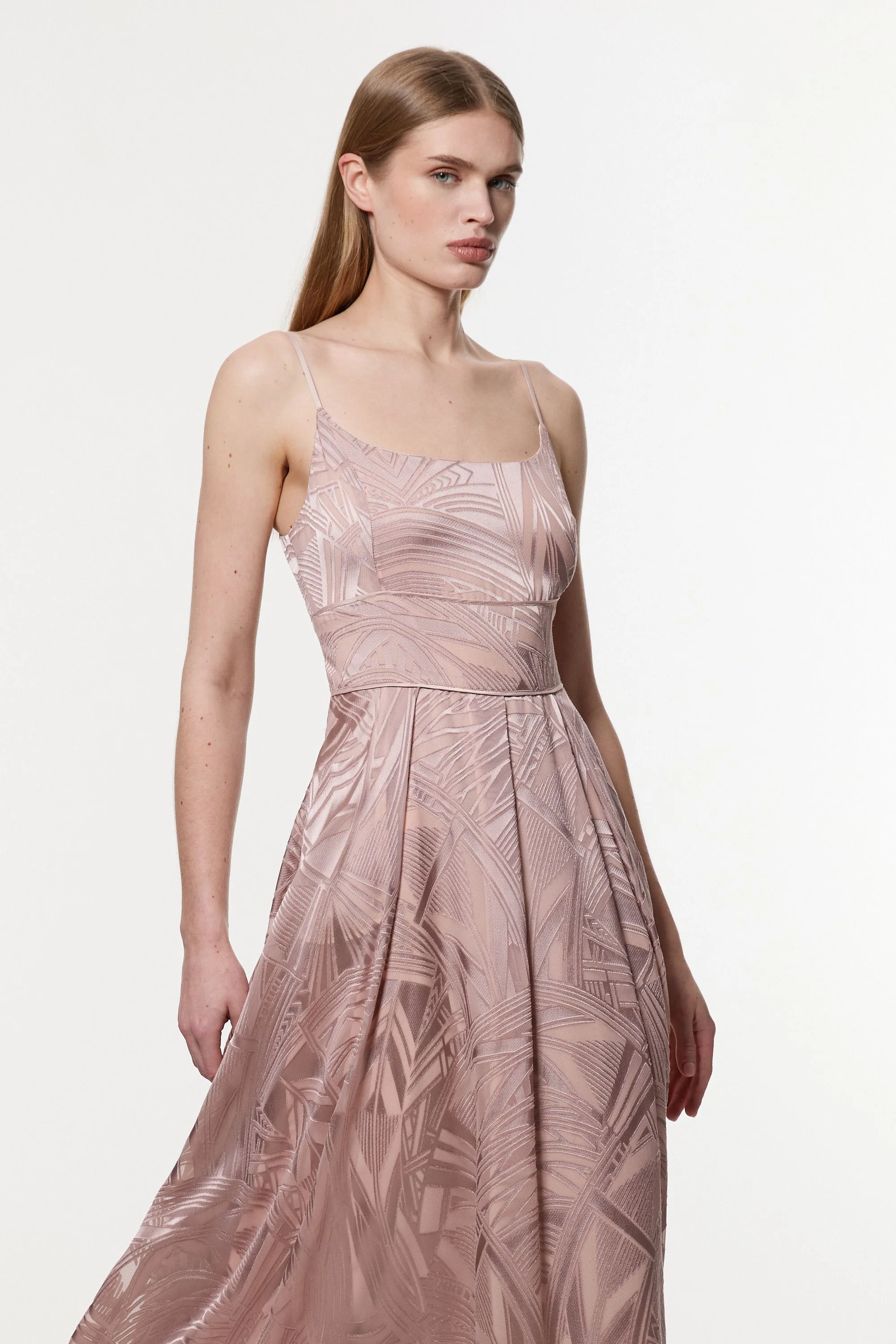 Amelia Graham Burnout Split Woven Prom Strappy Maxi Dress - 1