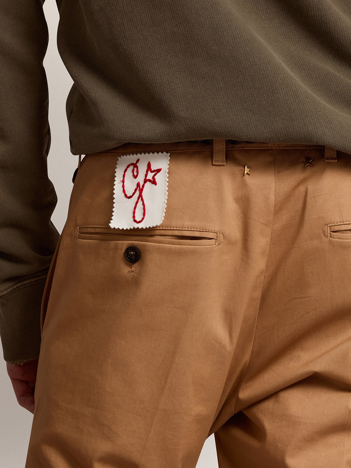 Men's beige cotton chino pants - 4
