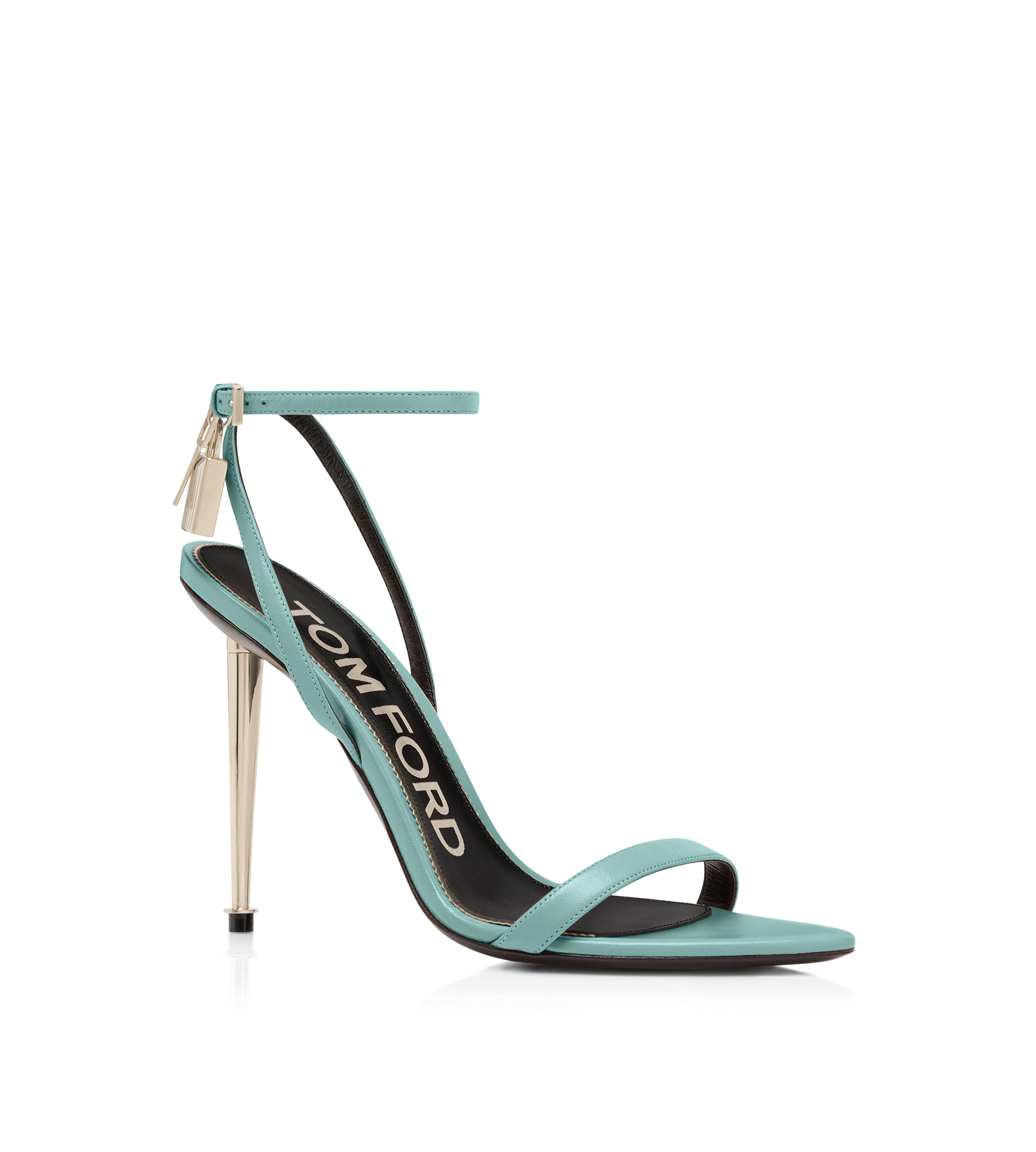 SHINY LEATHER PADLOCK POINTY NAKED SANDAL - 2