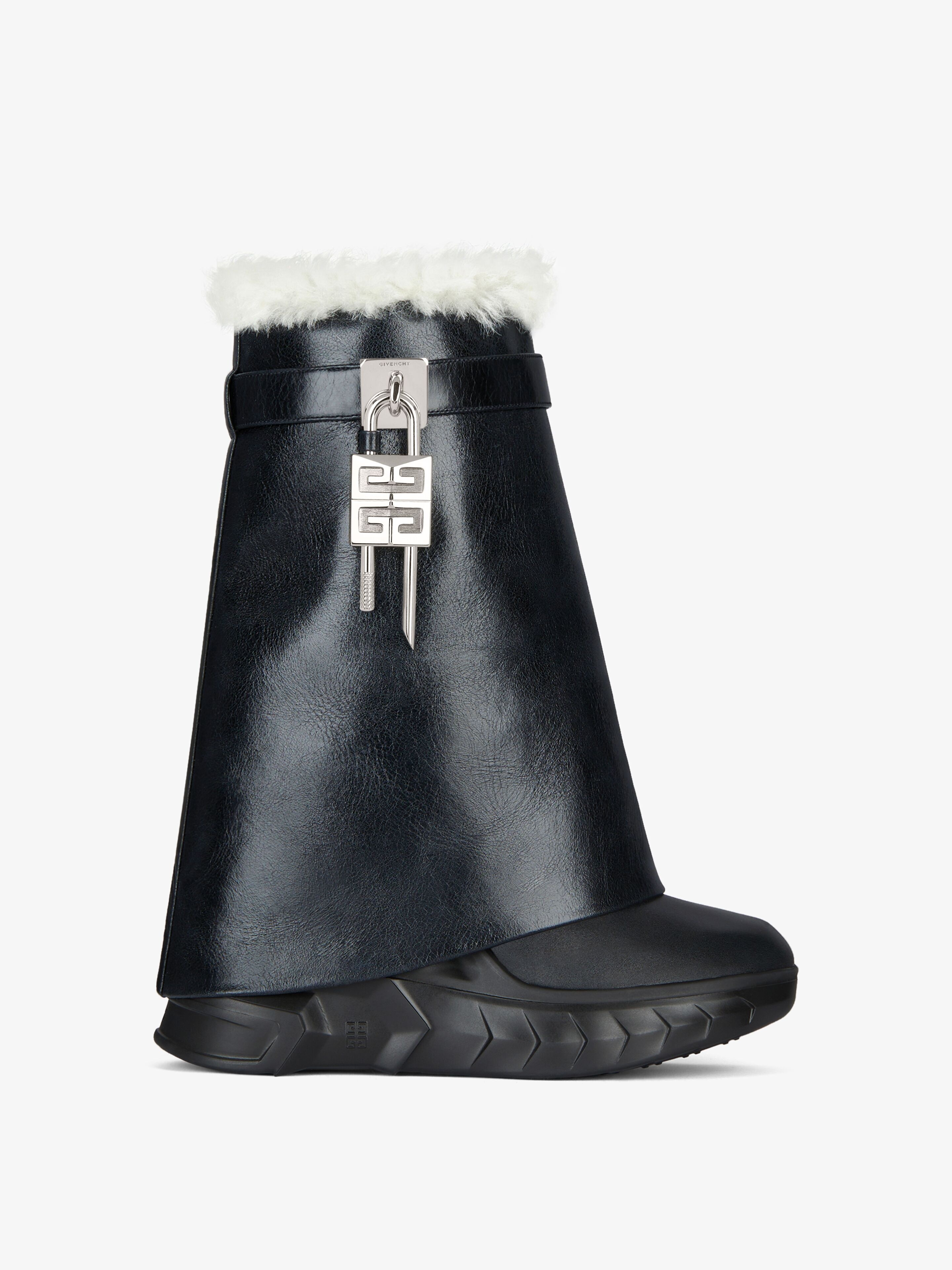 SHARK LOCK BIKER BOOTS IN LEATHER AND SHEARLING - 1