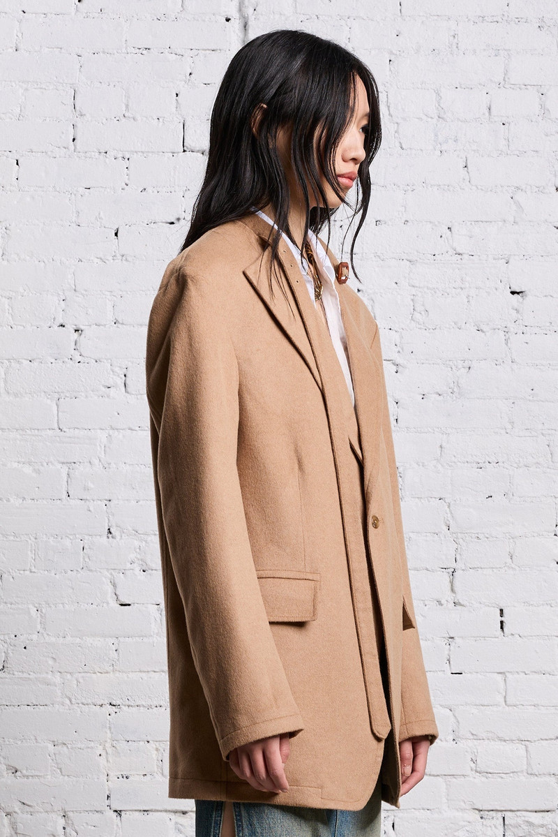 BELT COLLAR RAGGED BLAZER - CAMEL 5