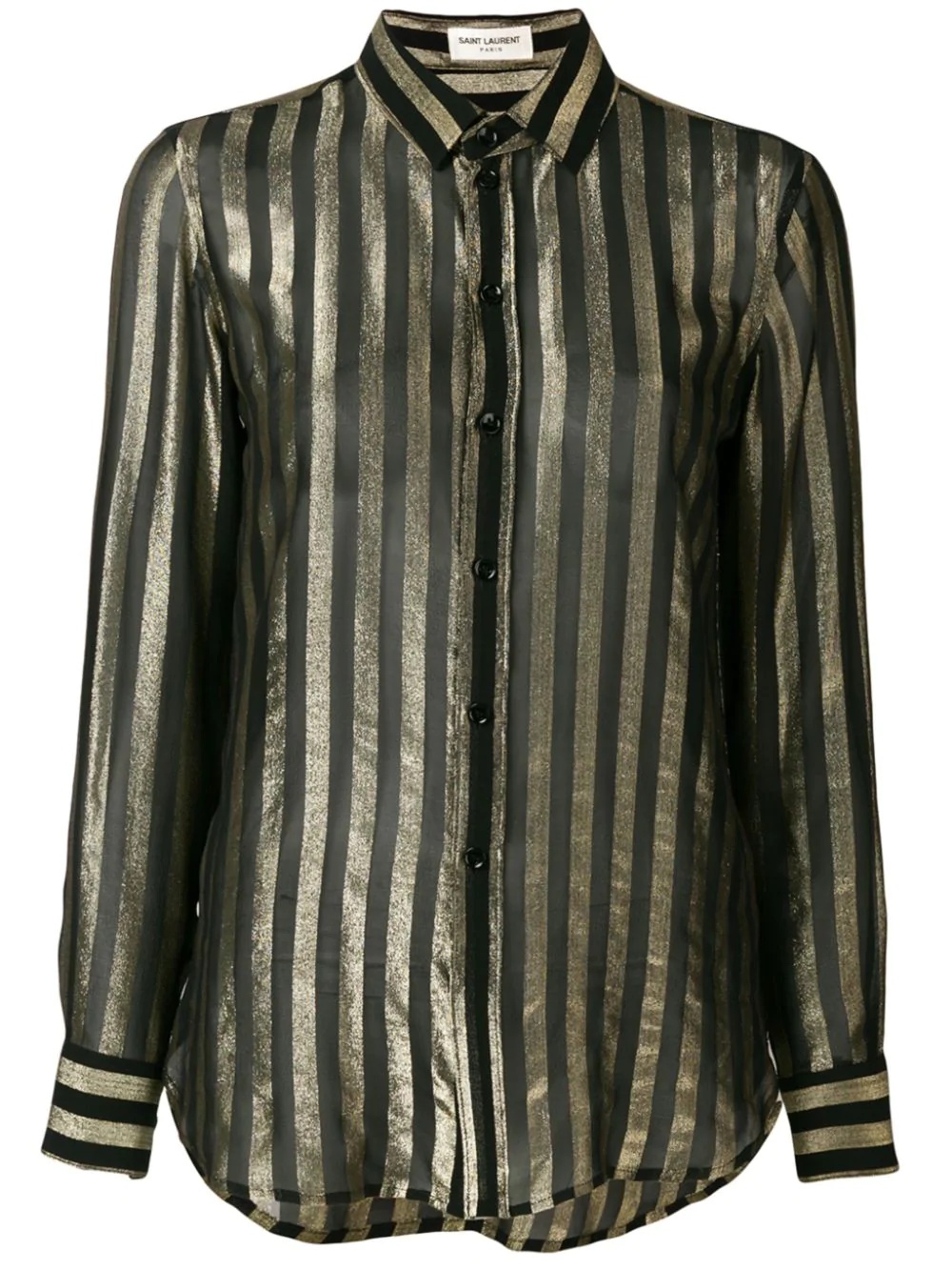 sheer stripe-pattern shirt - 1