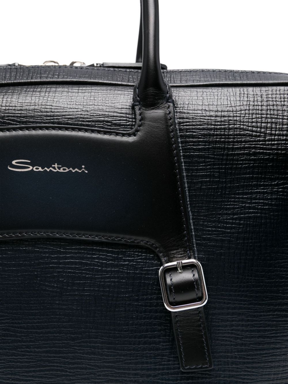 textured leather briefcase - 3