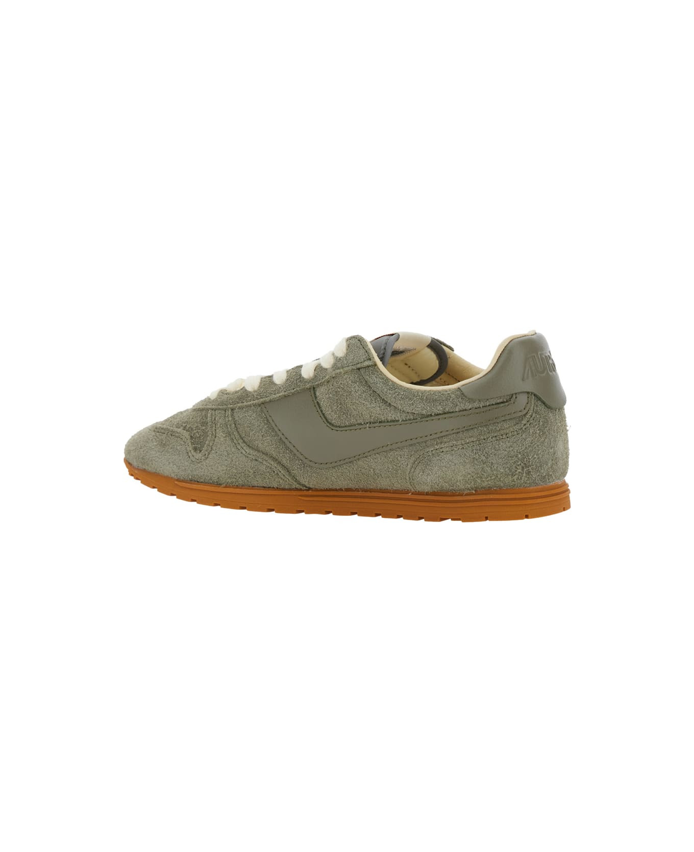 'windspin' Green Low Top Sneakers With Logo Patch On Tongue And Side In Suede Woman - 3