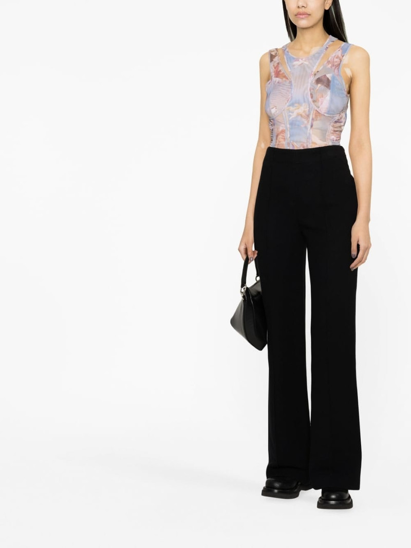 Balmain Sky-print tulle bodysuit outlook