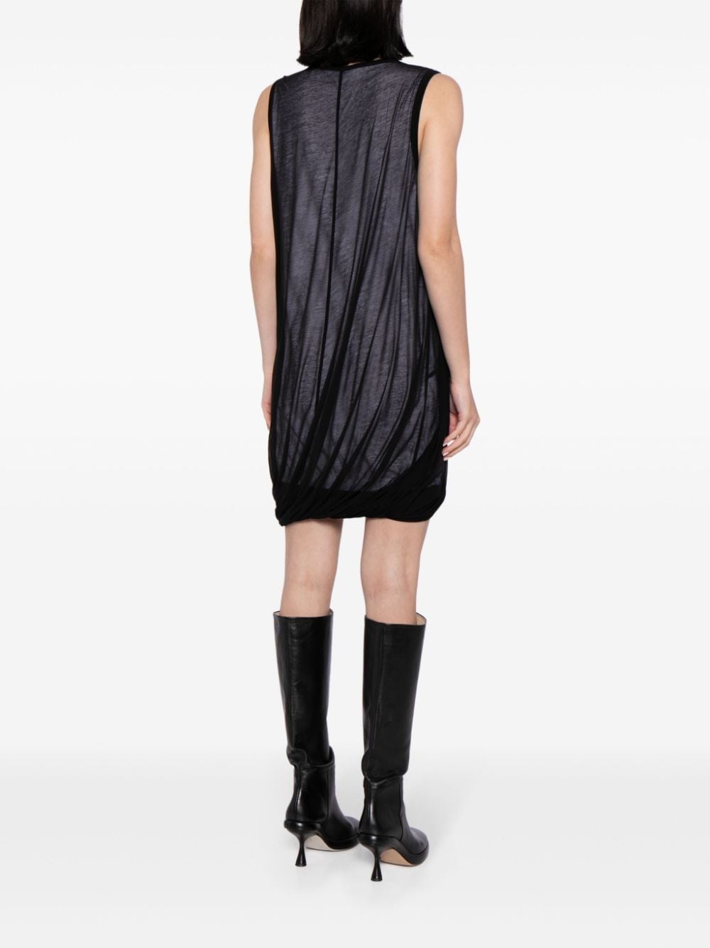 sheer-overlay cotton minidress - 4