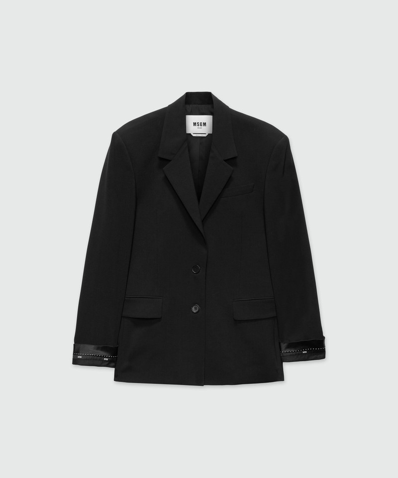 Black jacket in cool wool with MSGM ribbon 1