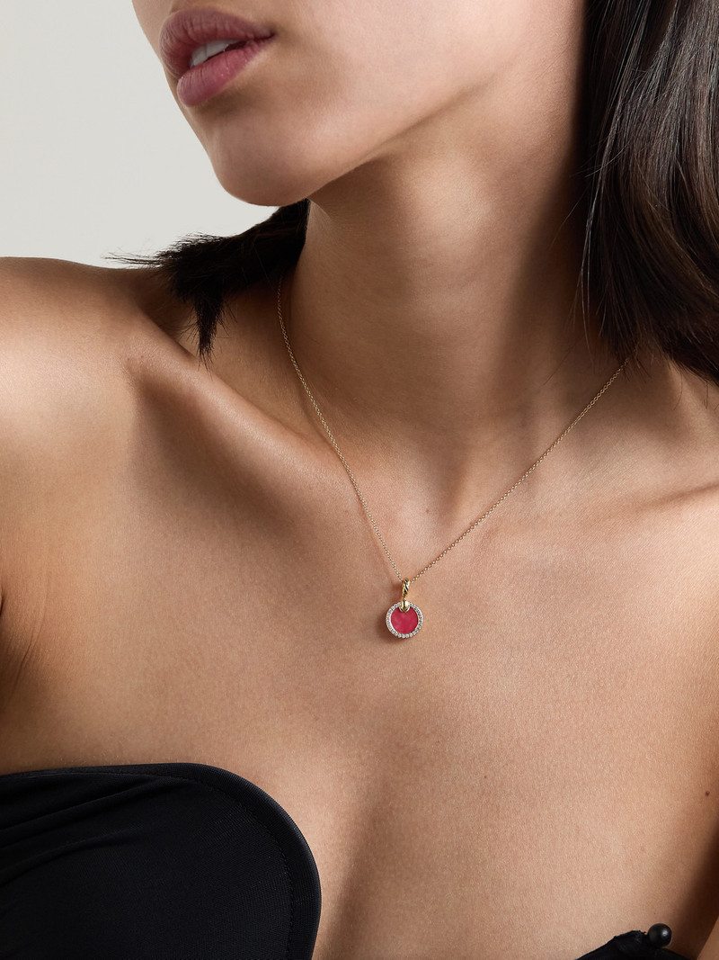 DAVID YURMAN Petite Elements 18-karat Gold, Rhodonite And Diamond Necklace outlook