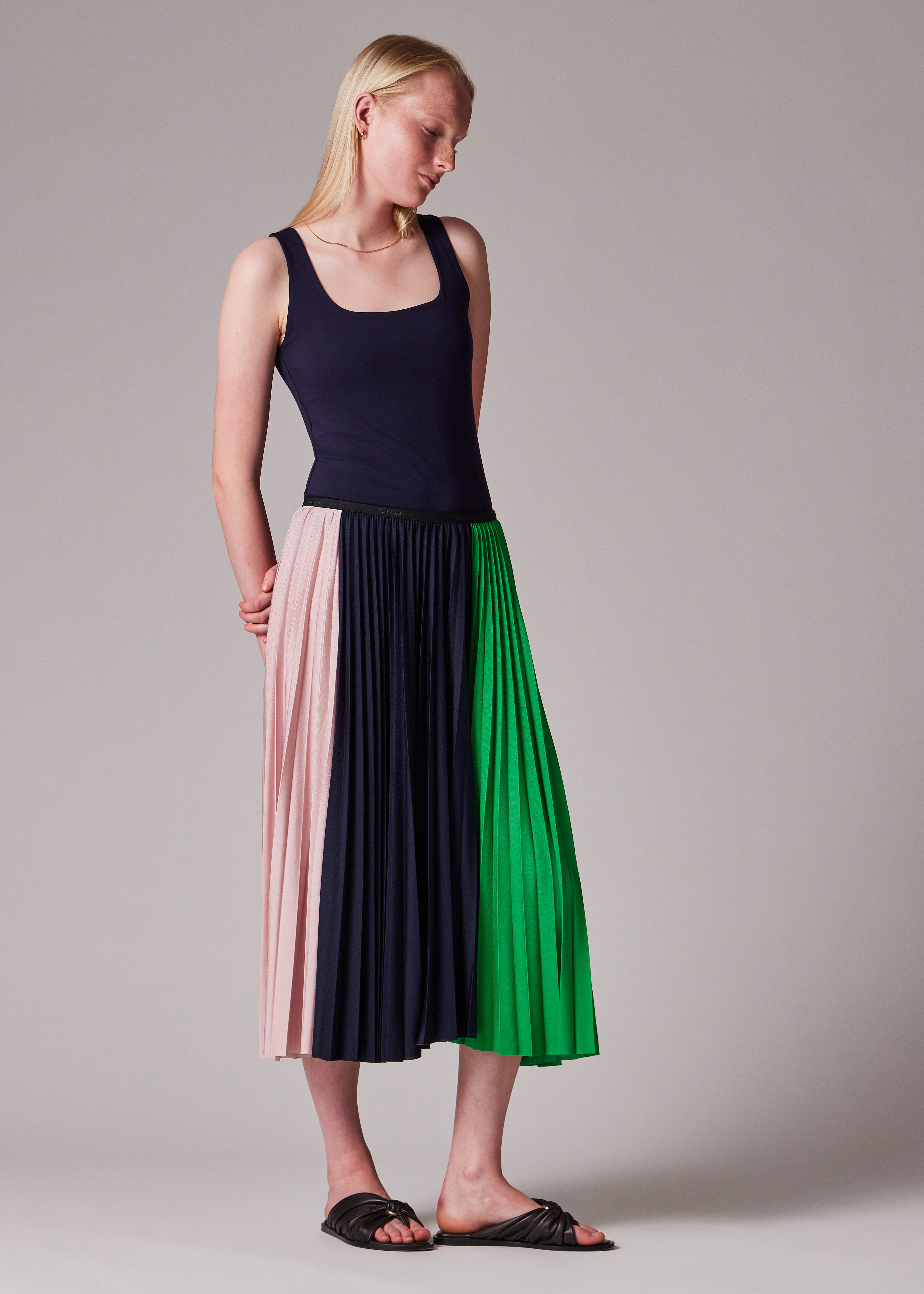 Women's Pleated 'Block Stripe' Skirt - 6