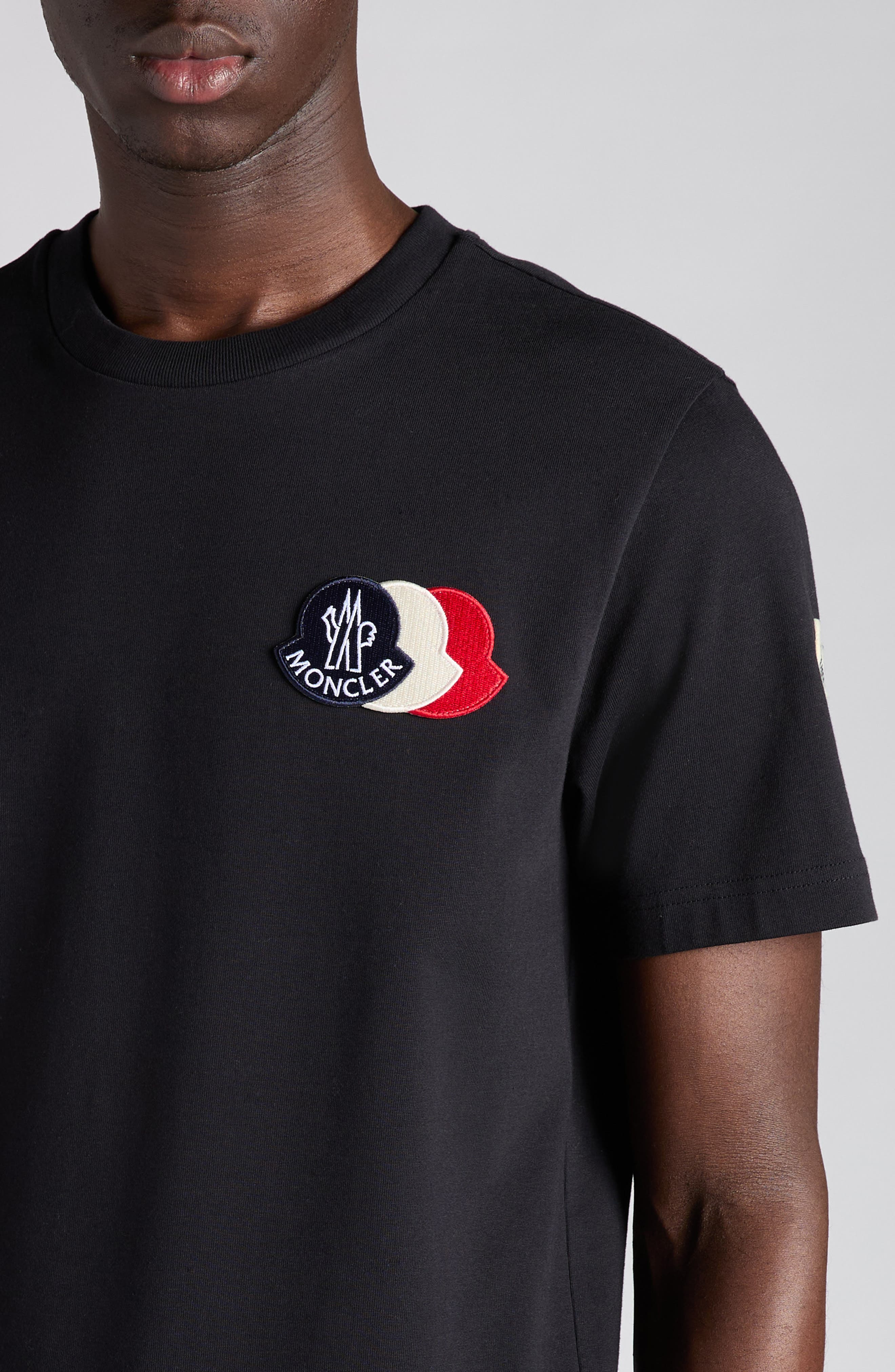 Moncler Logo Patch Cotton T-Shirt in Dark Navy Blue at Nordstrom - 4