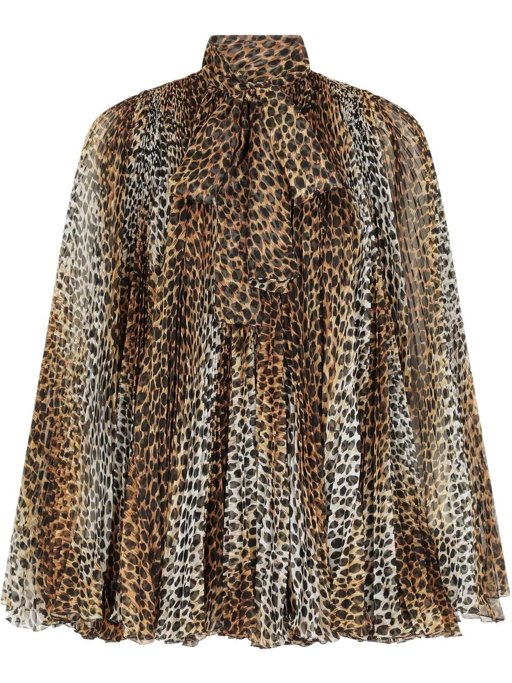 leopard print pleated mini dress - 1