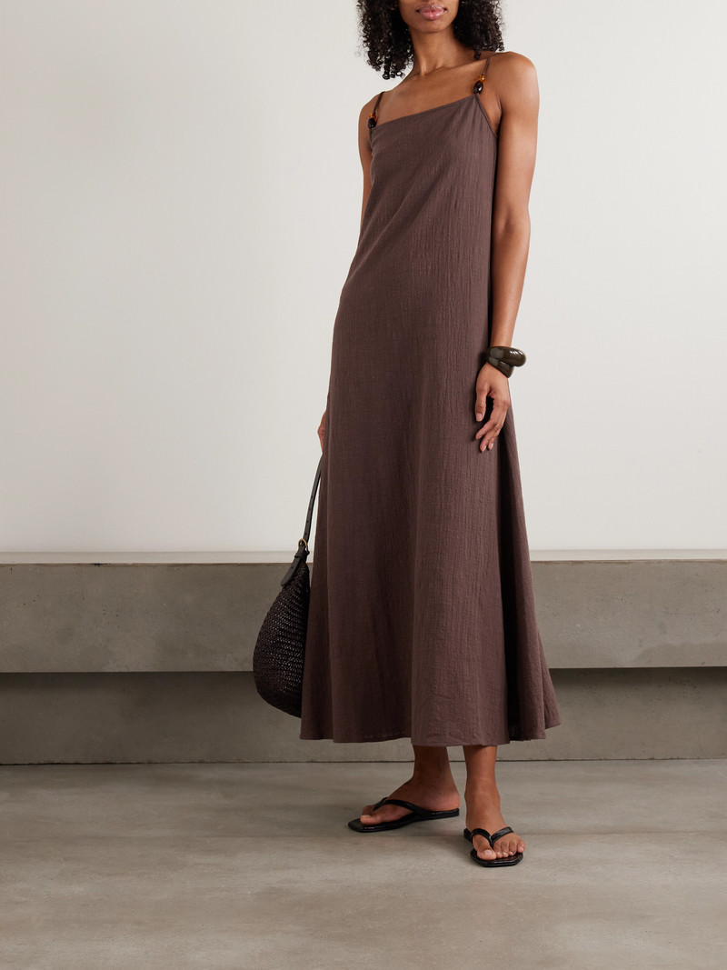 STAUD Laura Bead-embellished Cotton-gauze Maxi Dress outlook