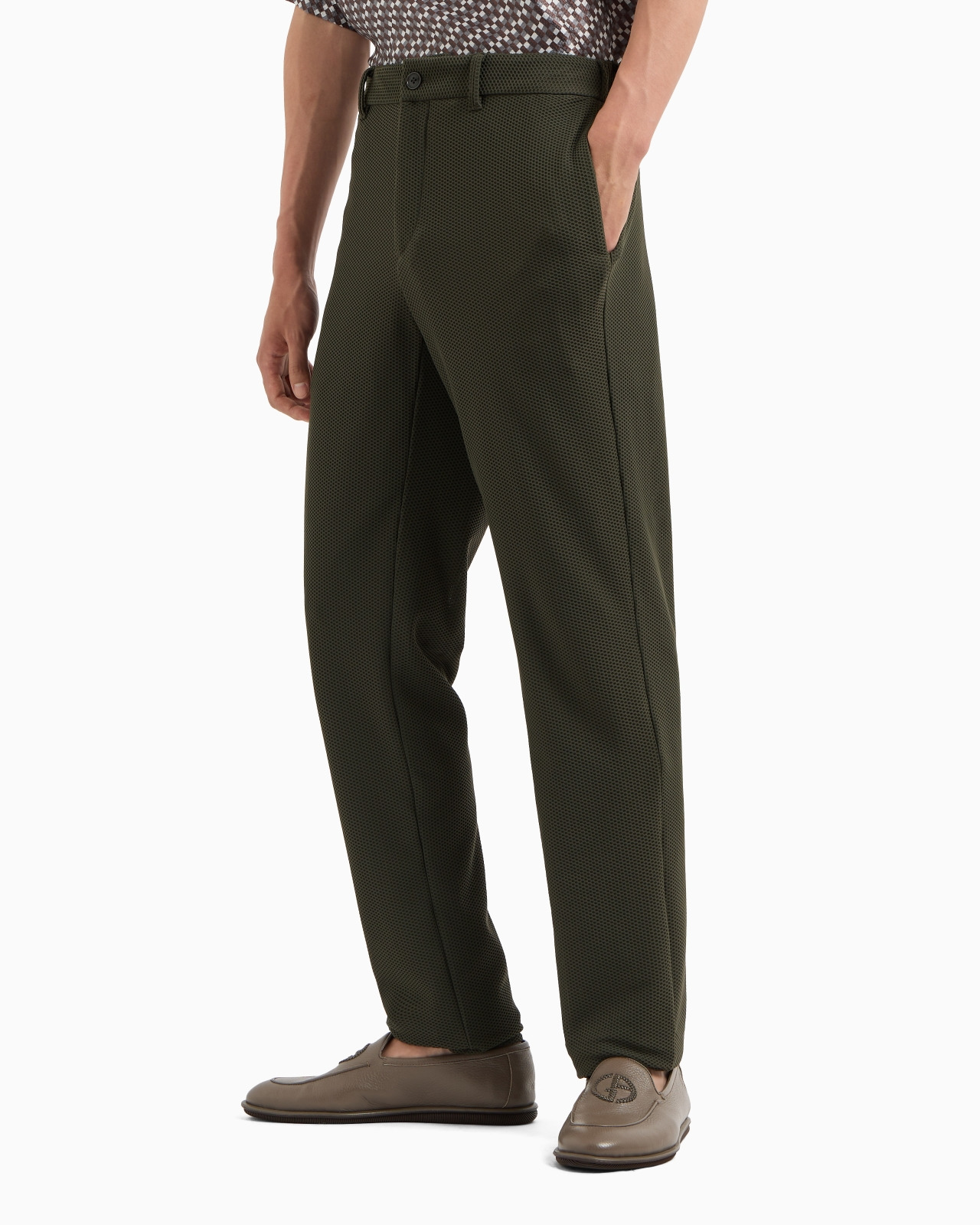 Technical waffle flat-front trousers - 4