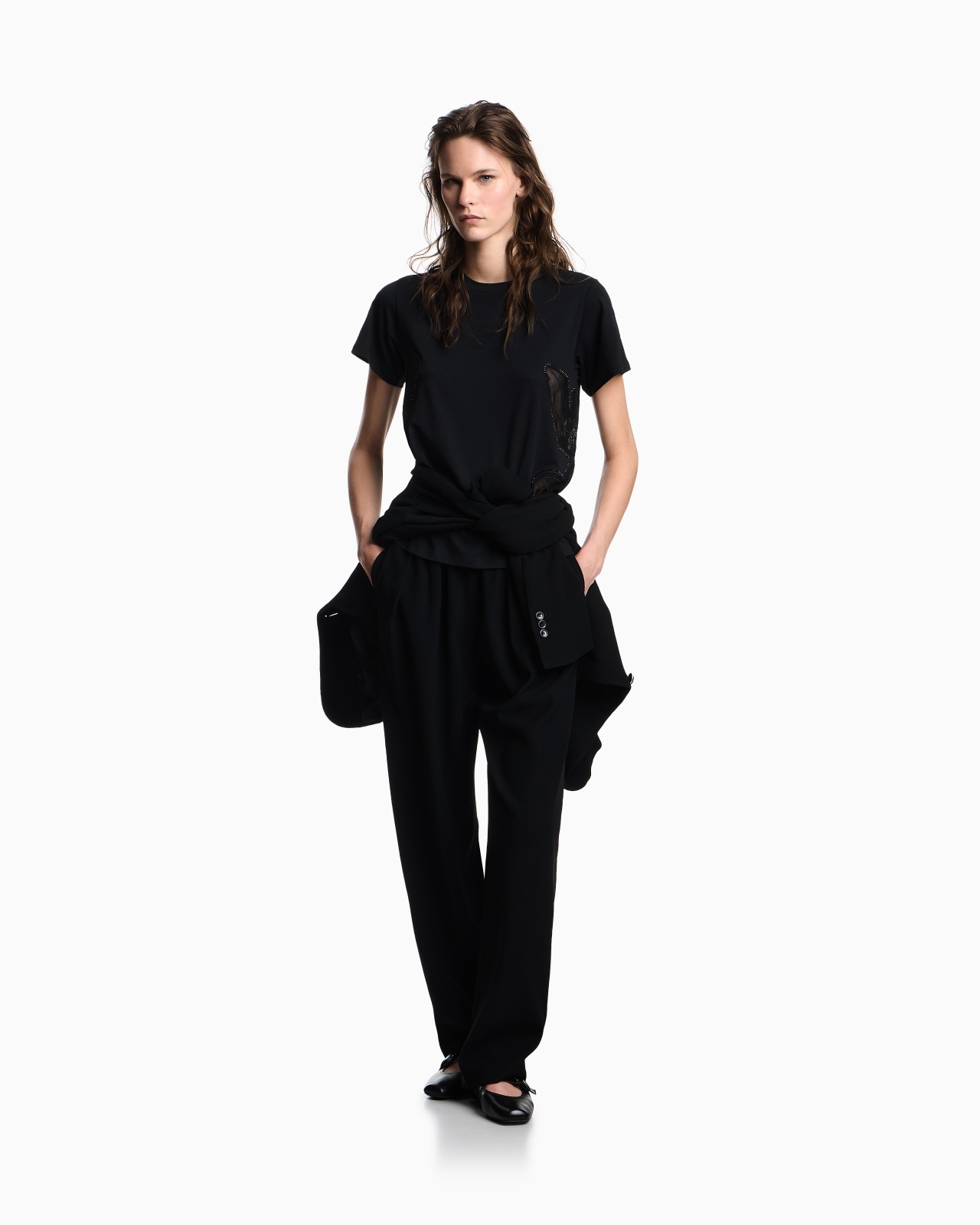ASV SUPIMA JERSEY T-SHIRT WITH TULLE INSERTS - 2
