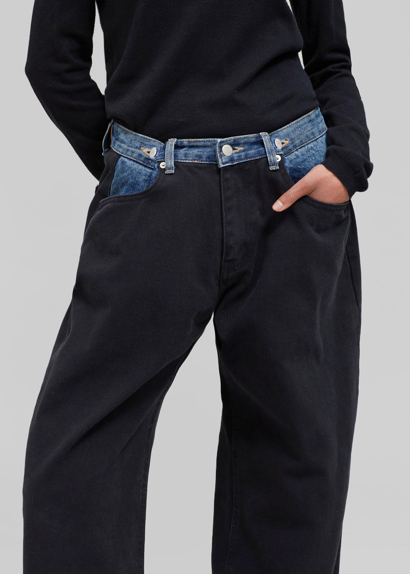 Hayla Contrast Denim Pants - Black/Blue 7