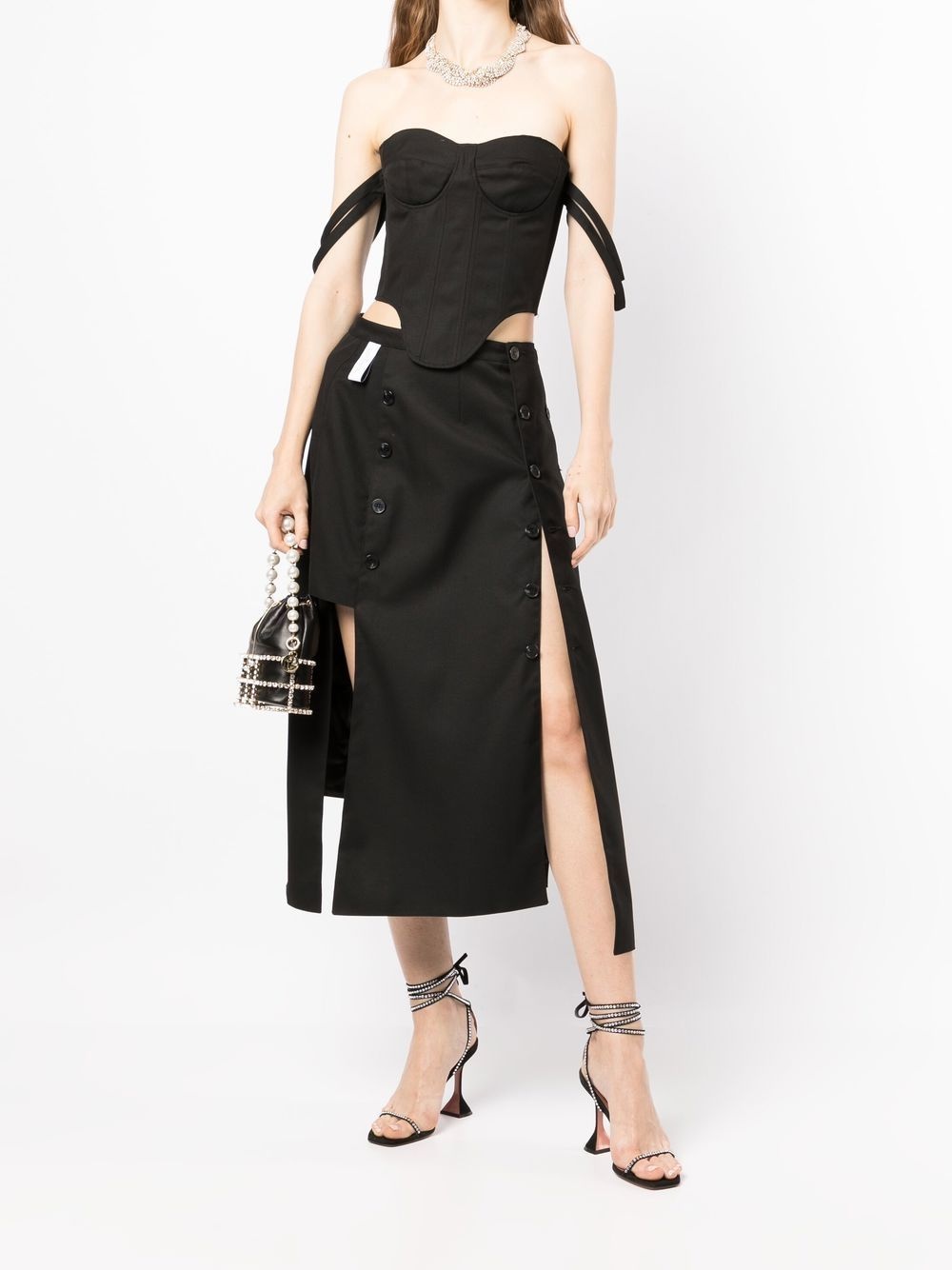 button detail panelled skirt - 6