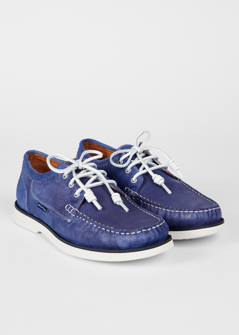 Cobalt Blue Suede 'Pebble' Boat Shoes 4