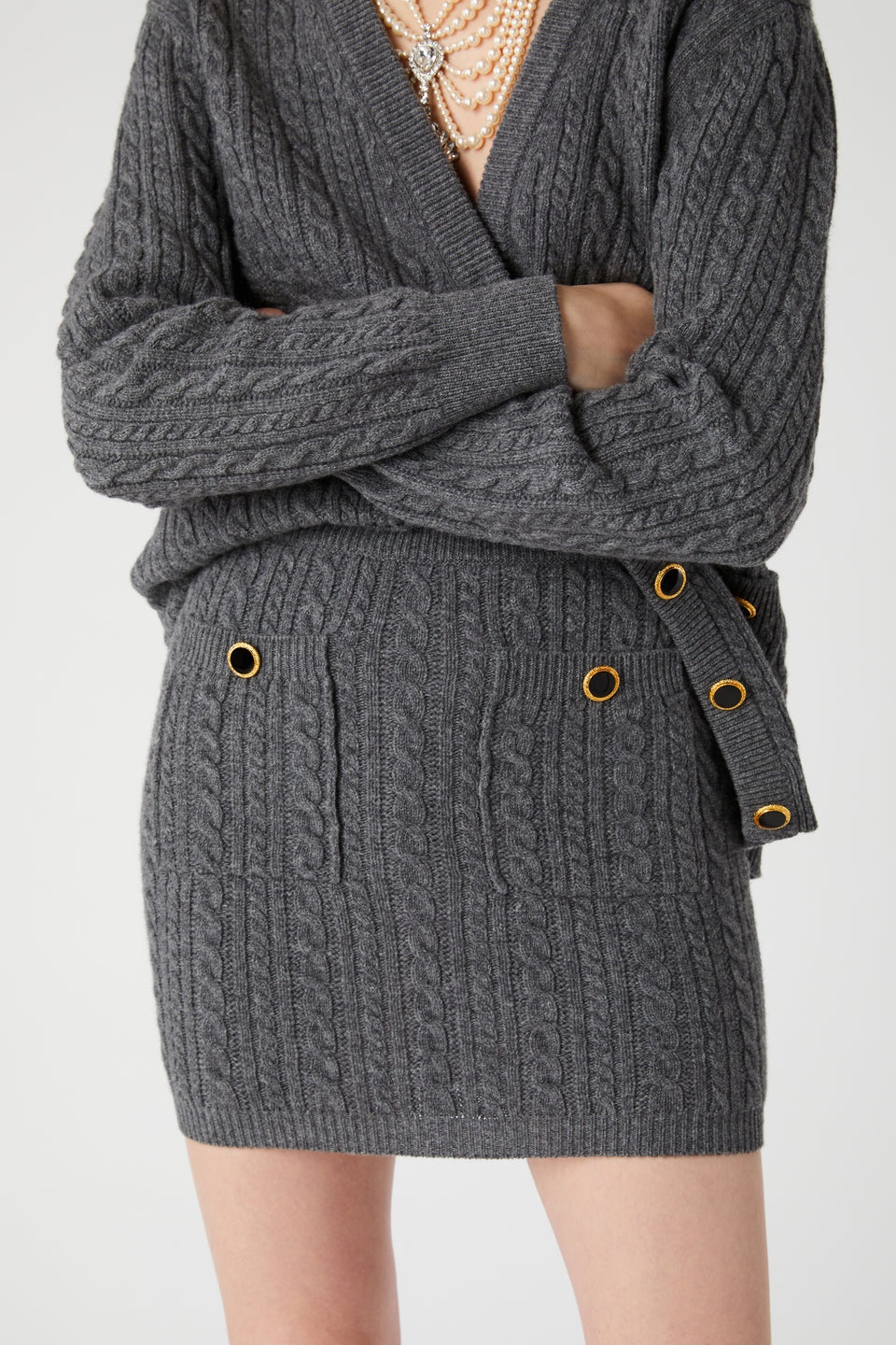 WOOL BLEND KNITTED MINI SKIRT WITH JWL BUTTONS - 6