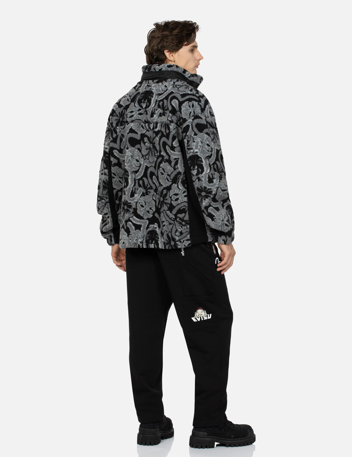 ALLOVER SEAGULL AND KAMON JACQUARD LOOSE FIT SHERPA JACKET - 4