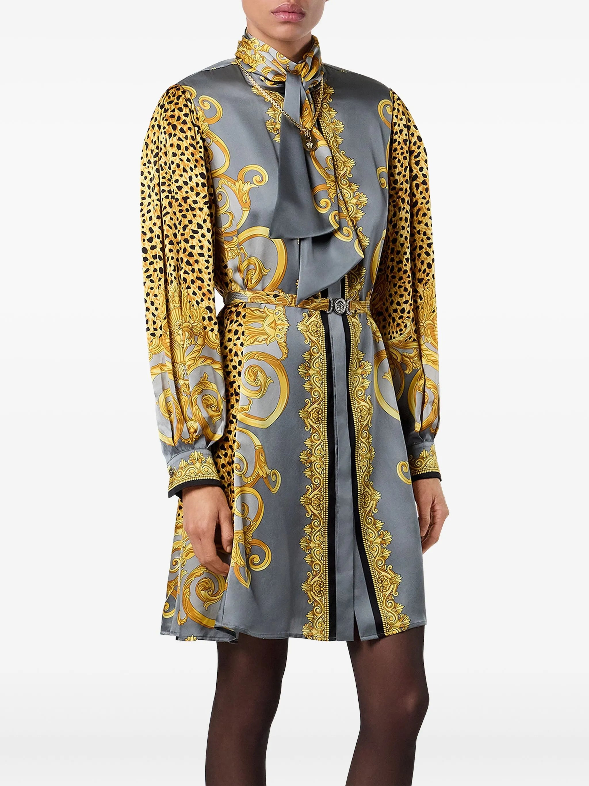 silk animal-print dress - 4