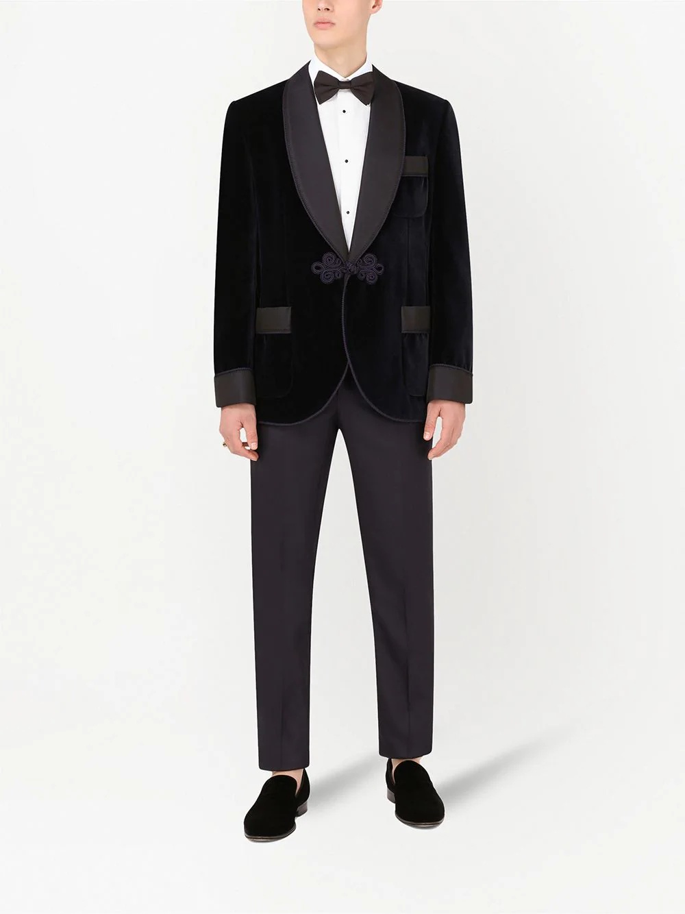 satin-trim velvet dinner jacket - 2