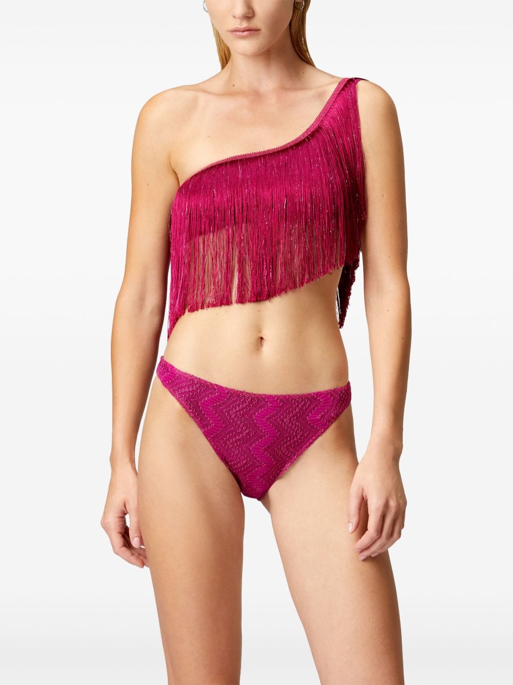 one-shoulder fringed bikini - 3