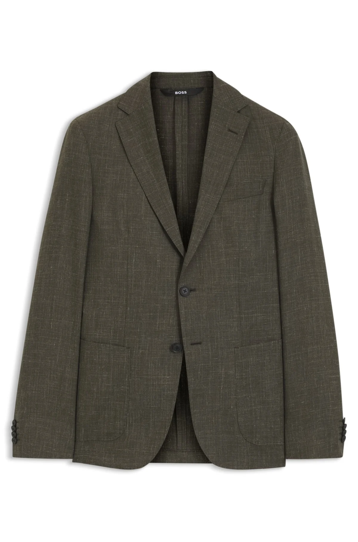 SLIM-FIT JACKET IN VIRGIN WOOL AND LINEN - 1