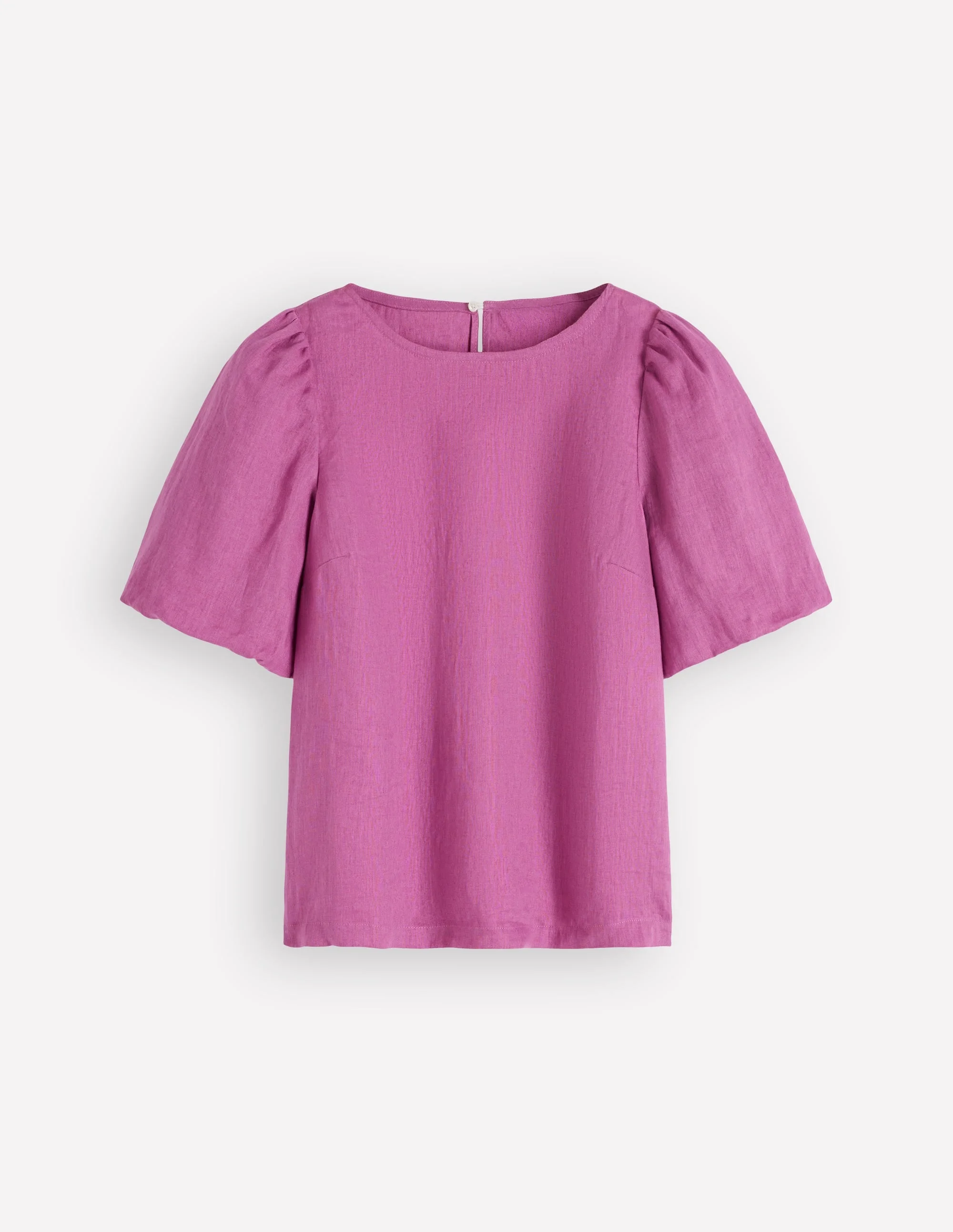 Linen Puff Sleeve Top-Clover Purple - 1