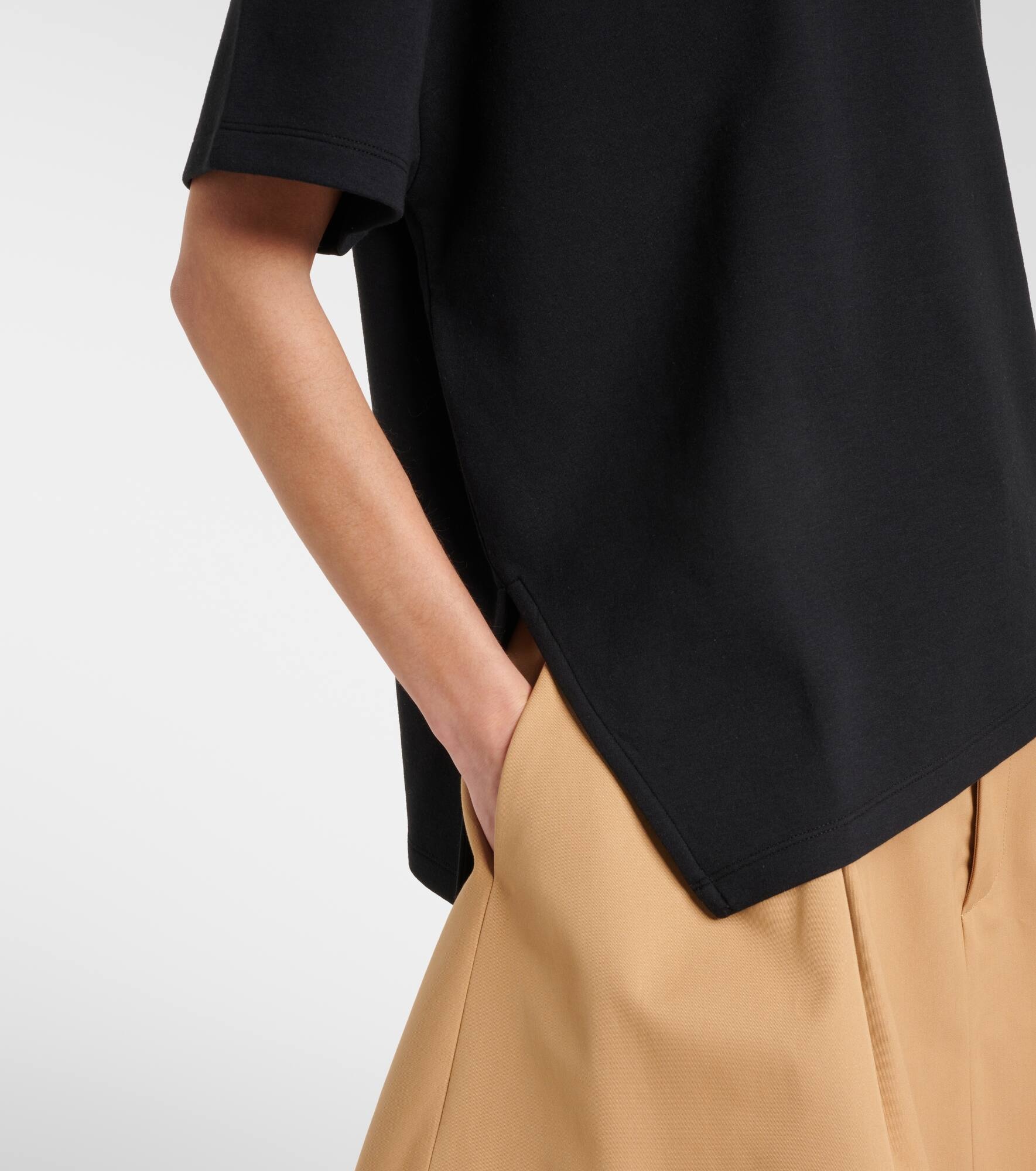 Asymmetric cotton-blend T-shirt - 5
