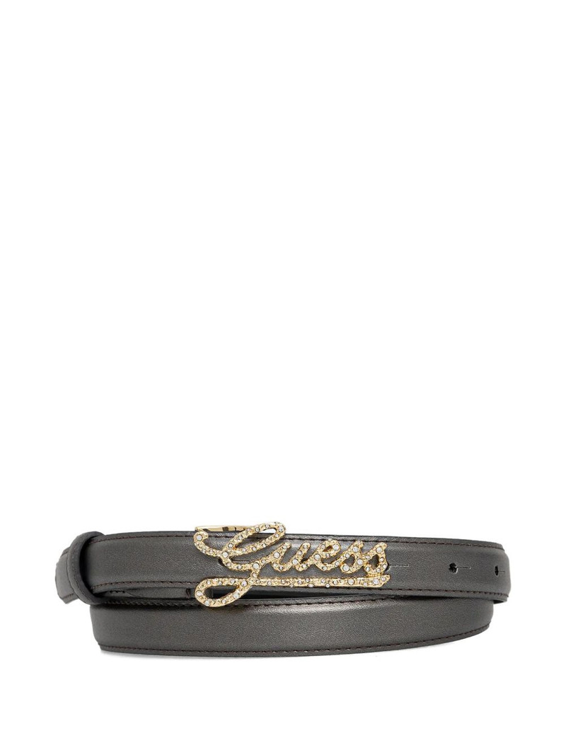 crystal-embellished logo-buckle belt 1