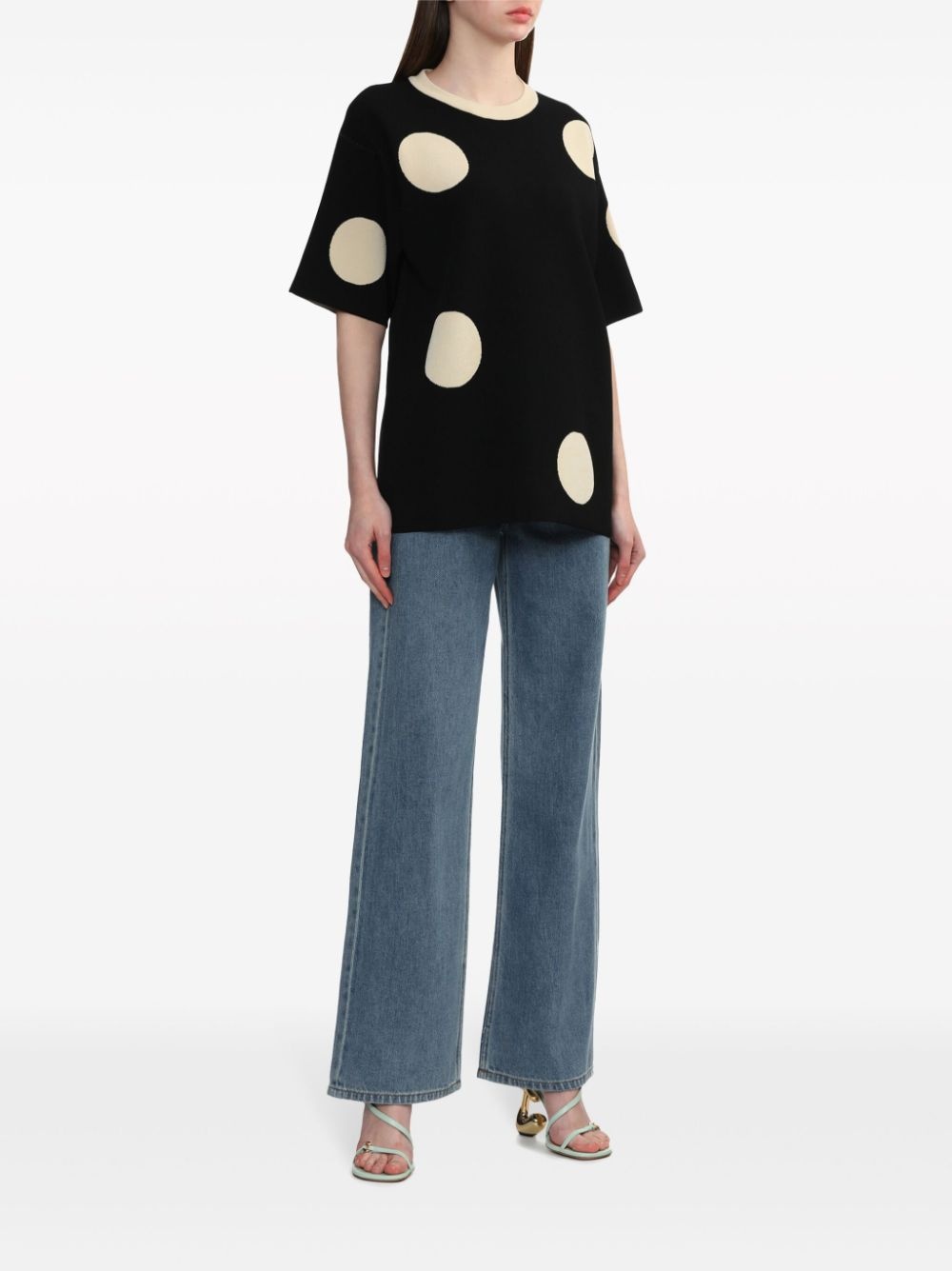 polka-dot intarsia-knit T-shirt - 2