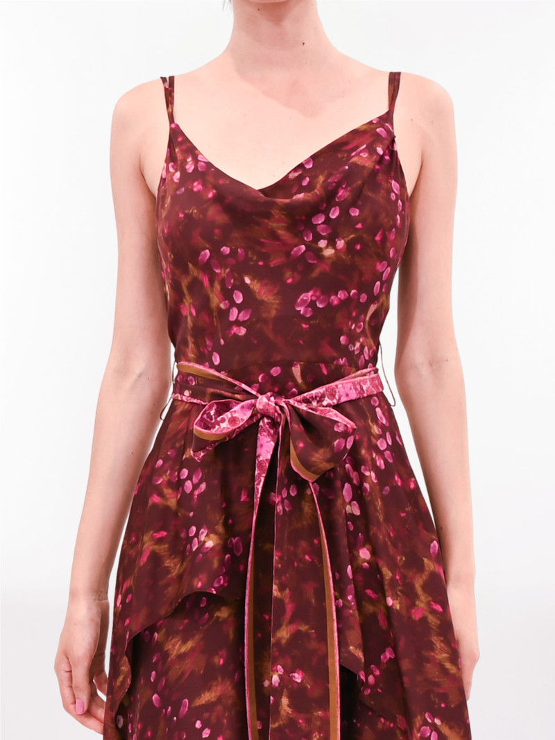 Marchesa BELTED VISCOSE HANDKERCHIEF DRESS outlook