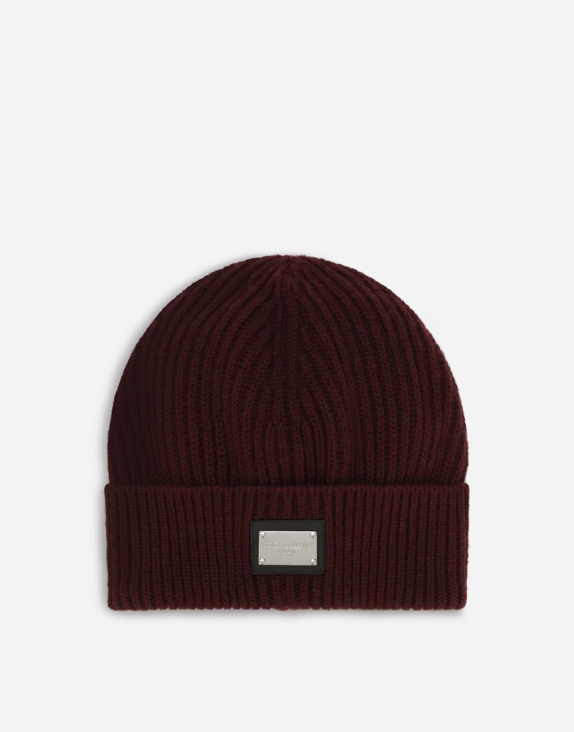 Knit cashmere and wool hat with logo tag - 1