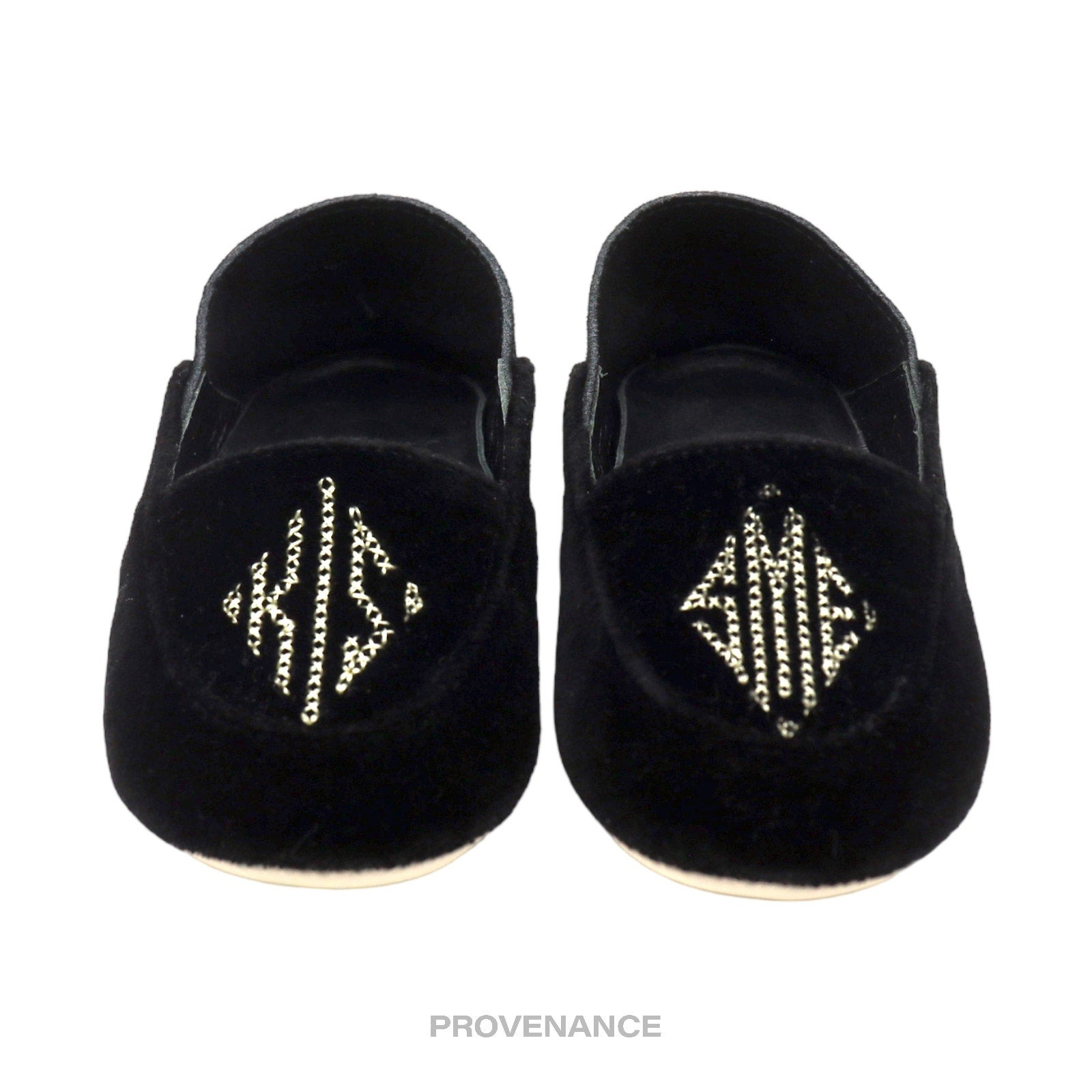 Gucci "KISS ME" Baby Loafers - Black Velvet/Suede - 3