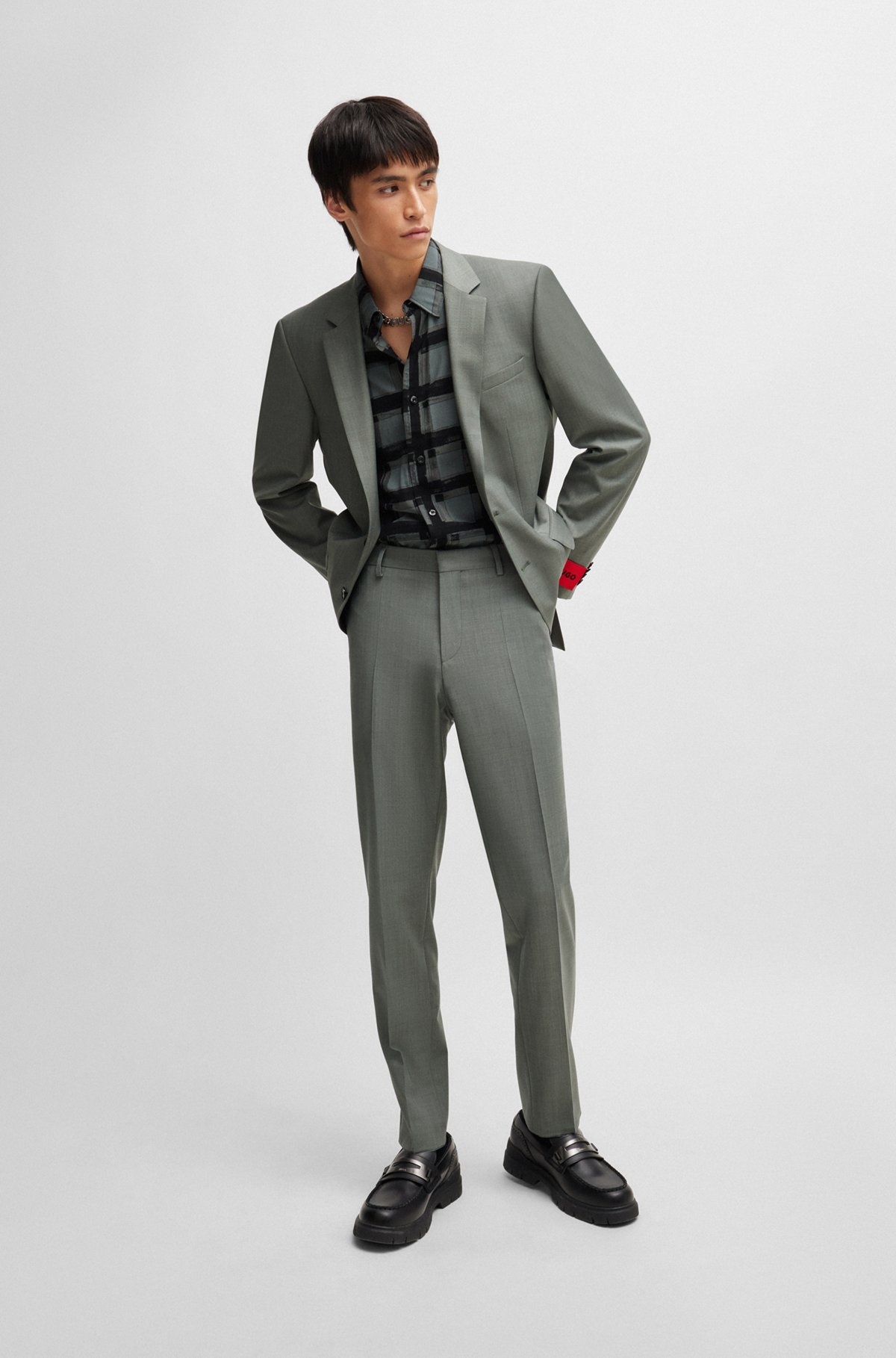 SLIM-FIT JACKET IN PATTERNED SUPER-FLEX FABRIC - 3