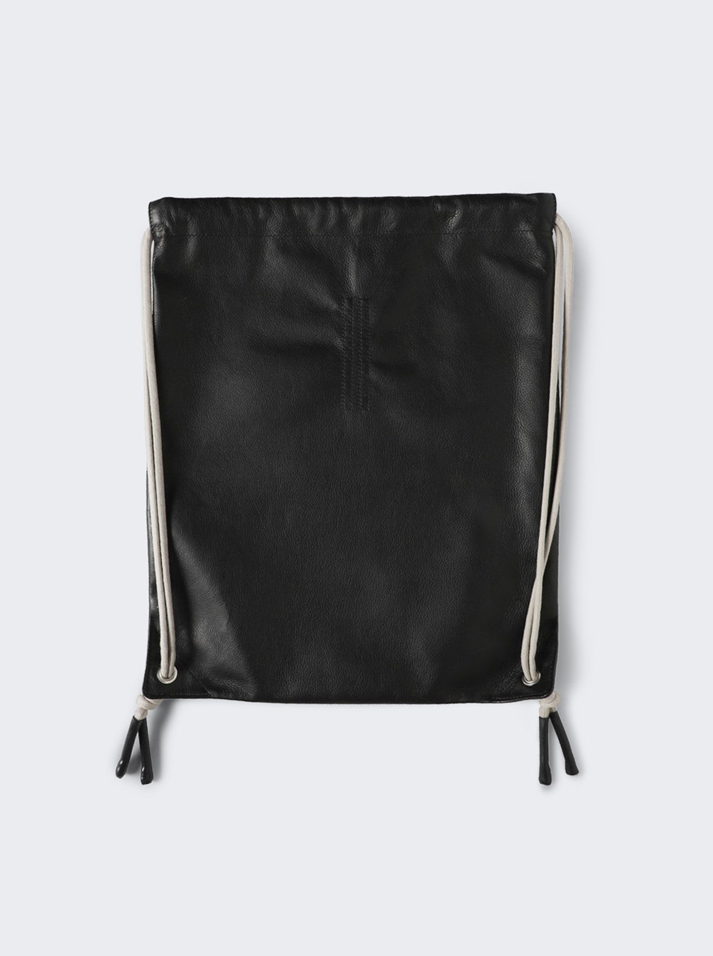 Leather Drawstring Backpack Black and Pearl - 1