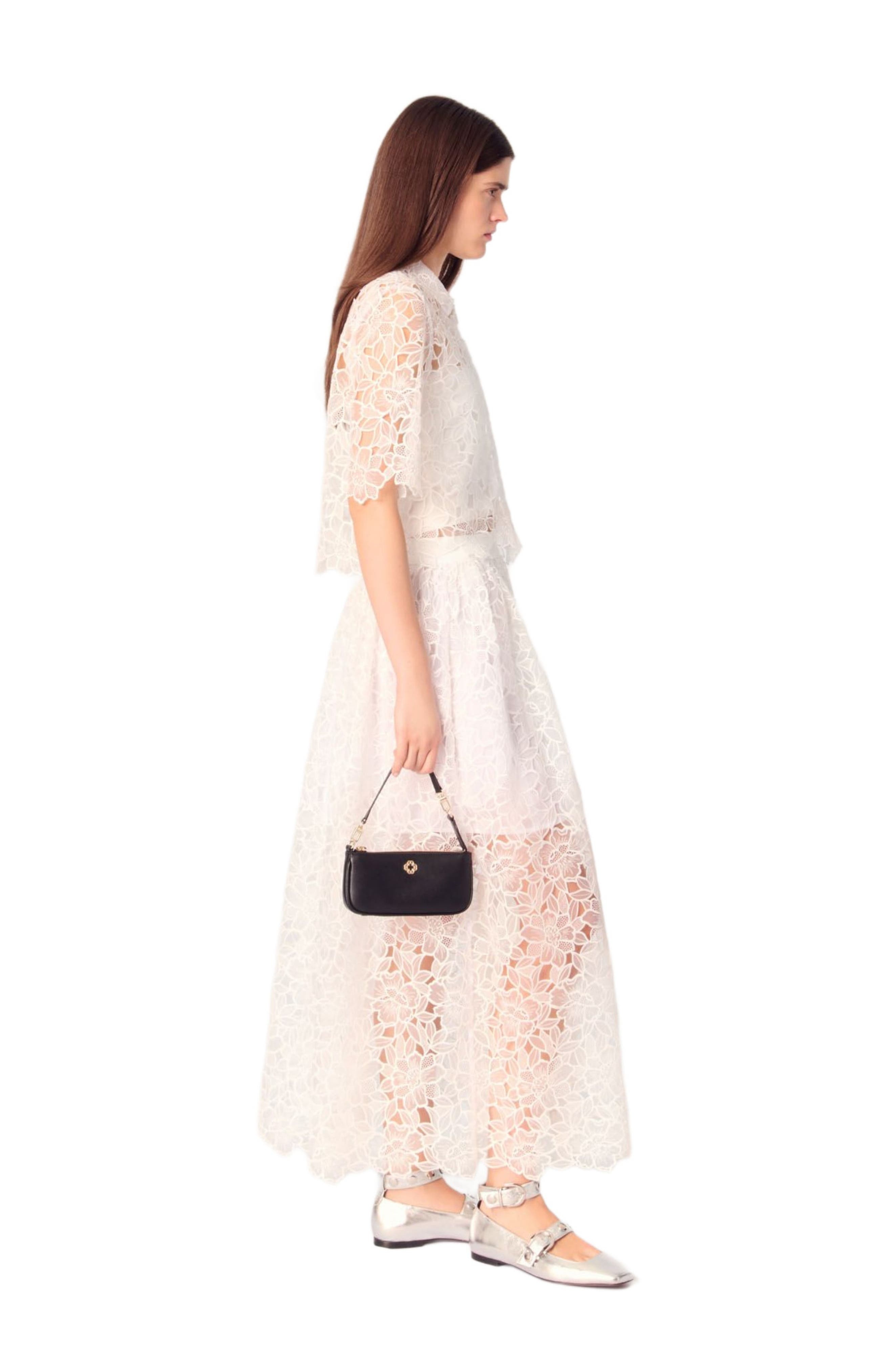 maje Floral guipure maxi skirt in White at Nordstrom - 2