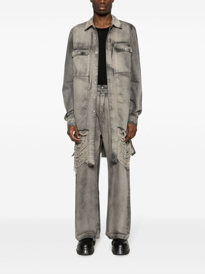 Rick Owens DRKSHDW ripped-detailing cotton shirt outlook