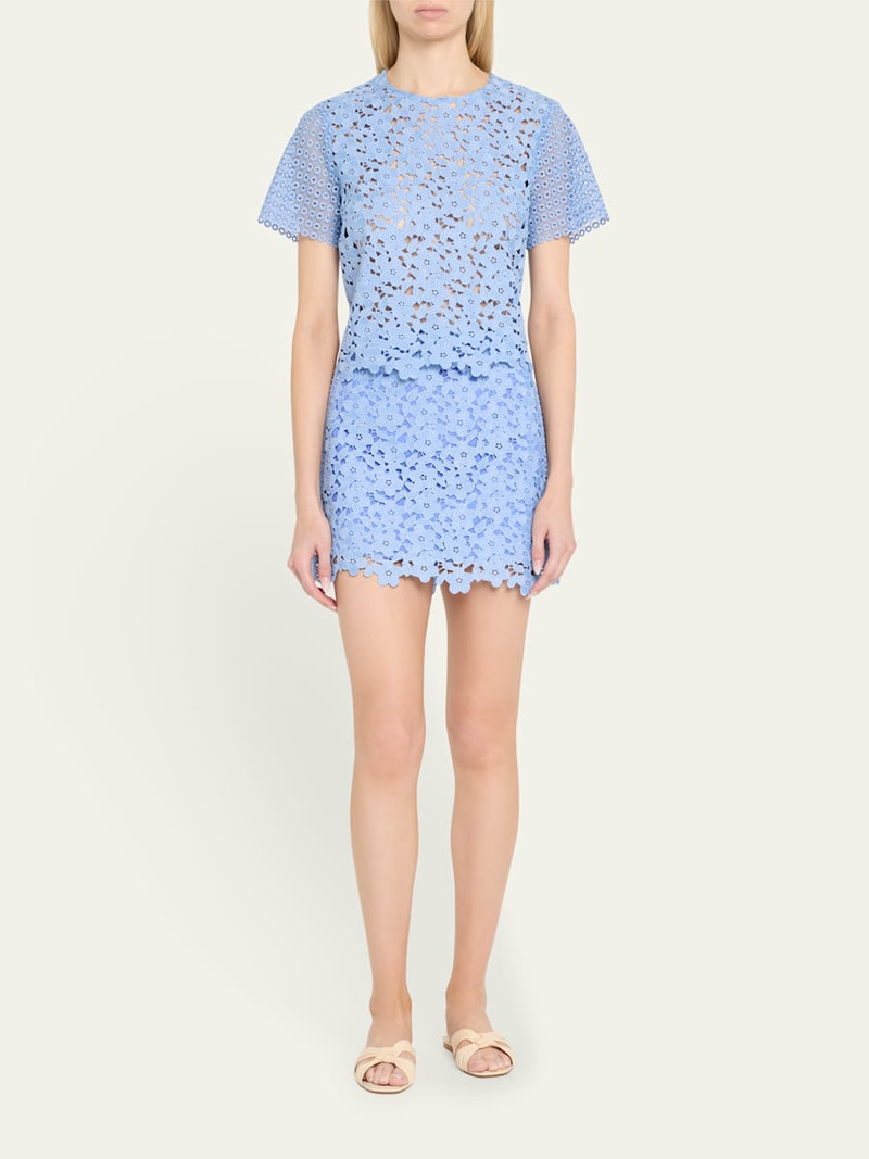 MILLY Laura Floral & Geometric Lace Mini Skirt outlook