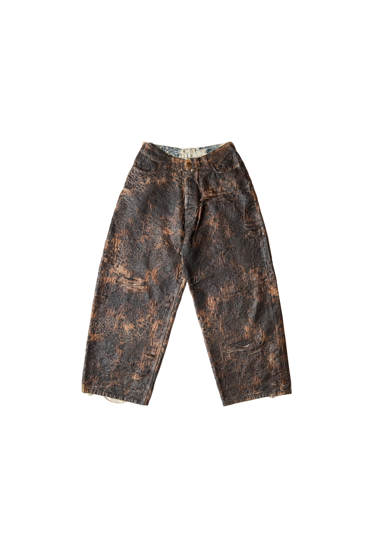 Acne Studios 2023 Distressed Monogram Coating Jeans Brown - 1