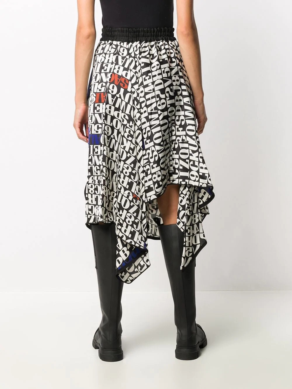 letter-print asymmetric skirt - 4