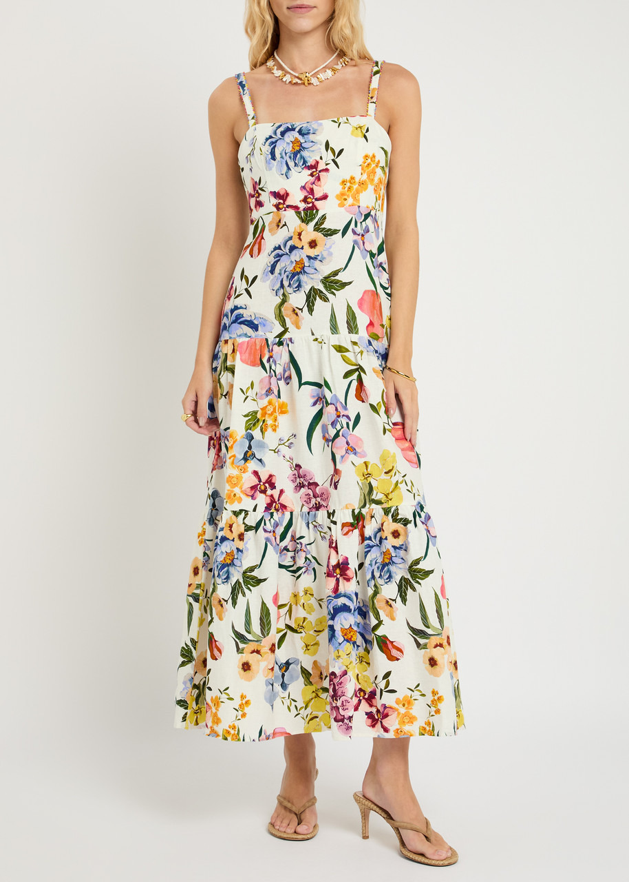 Farm Rio Greek Garden Printed Linen-blend Maxi Dress - 4