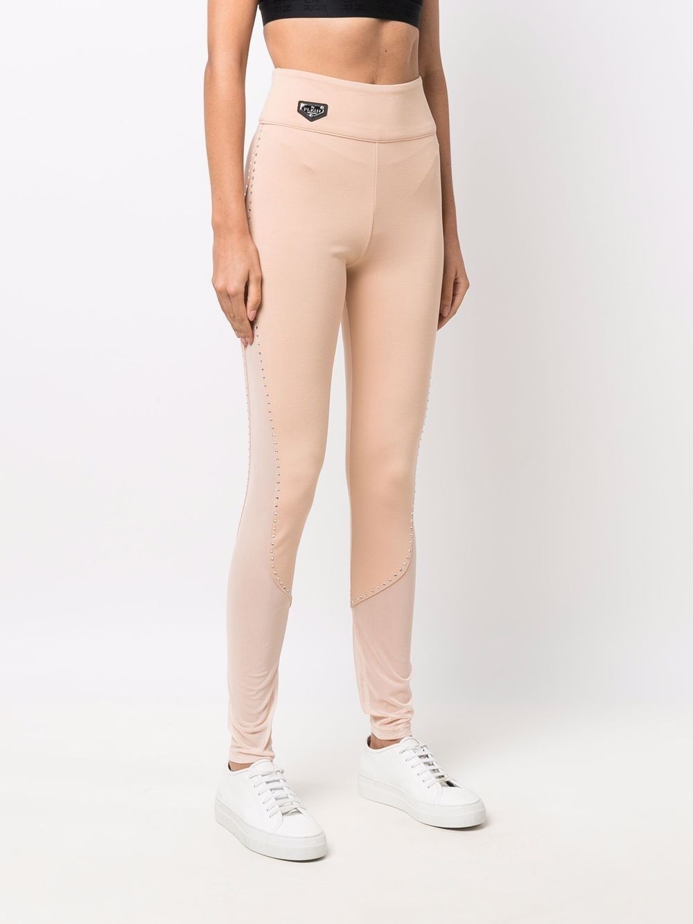 stud-detail sheer-paneling leggings - 3