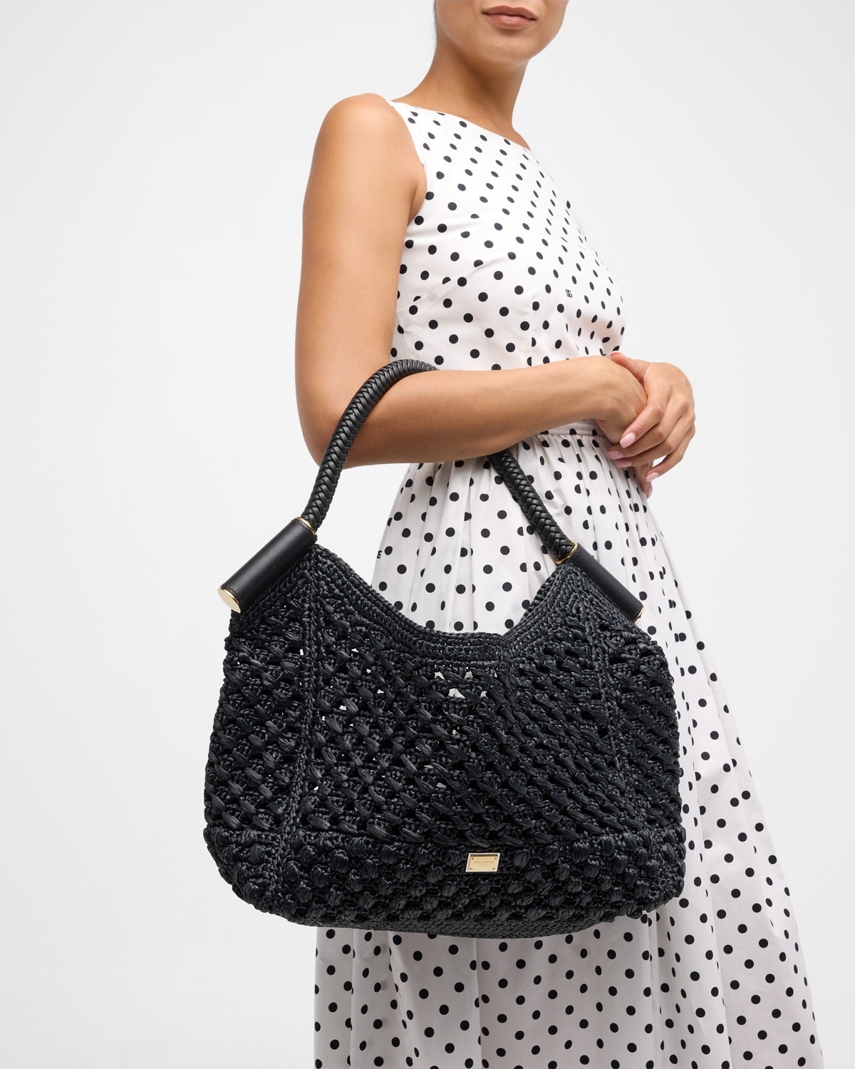 Raffia & Leather Top-Handle Bag - 4