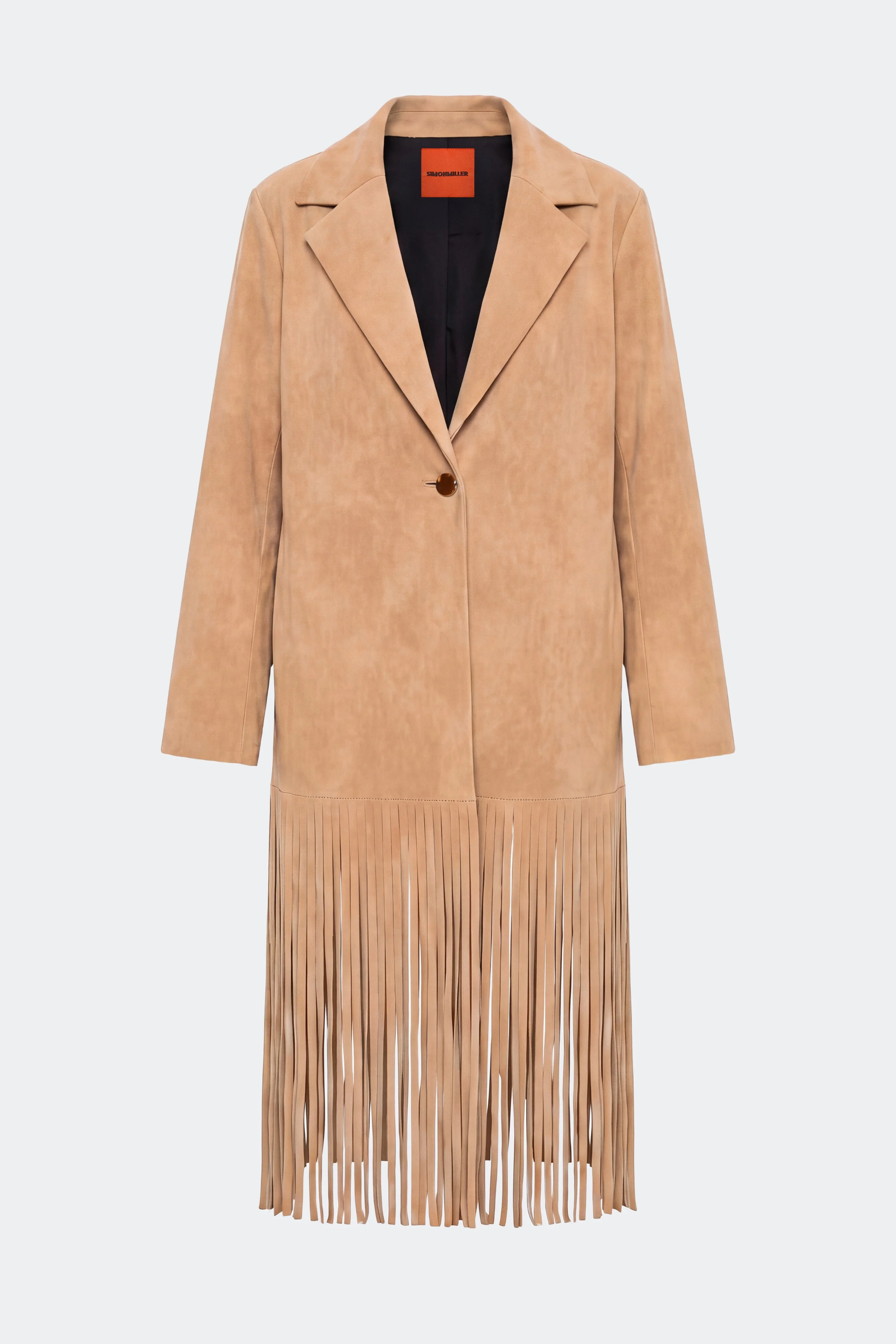 Vero Vegan Leather Fringe Coat In Sand - 1