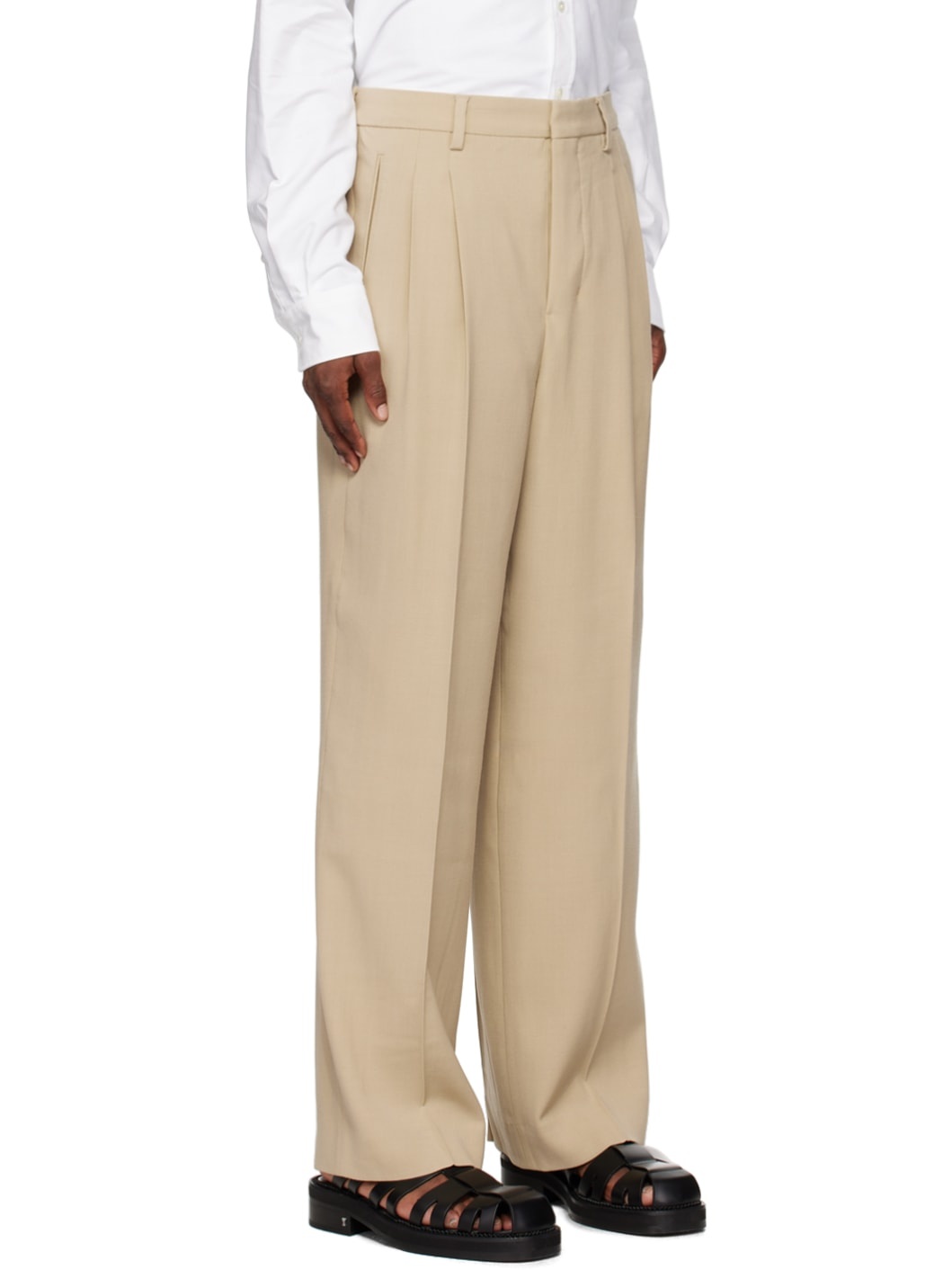 Taupe Straight Fit Trousers - 2