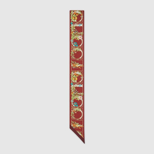 Printed silk twill neck bow - 1